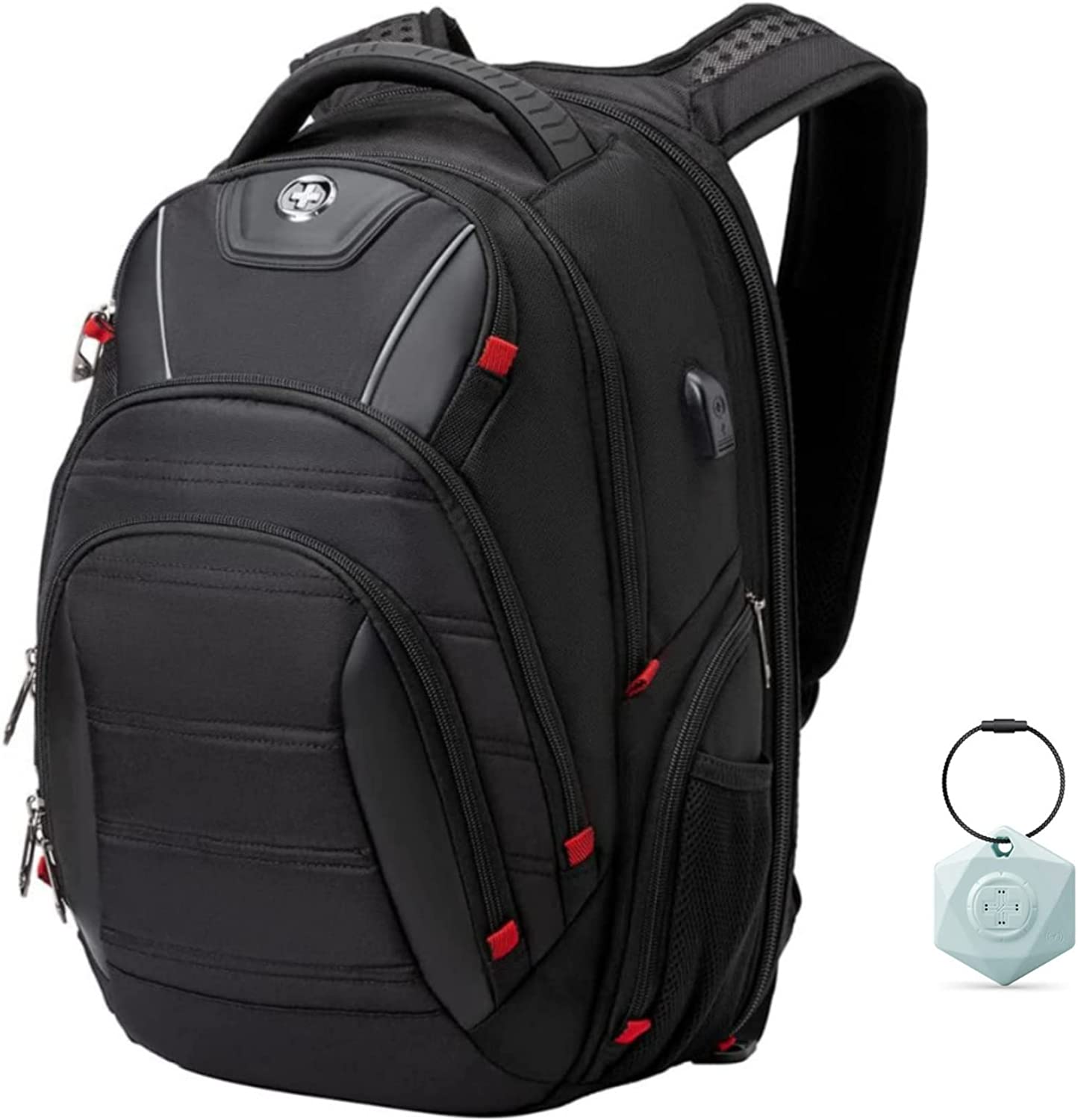 230816045632061_1 Swissdigital Design Circuit College Business Travel Backpack TSA Friendly Built in USB Charging RFID Protection Fits Laptops up to 15.6" Black (J14-BR) - Image 1